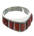 Silver Jewelry Red Oyster Shell Inlay Ring Size 5-3/4 VX36724